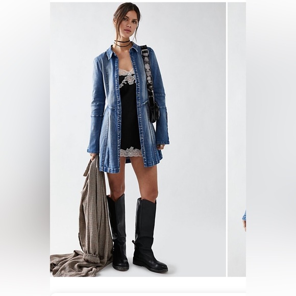 NWT free people Thea denim mini dress XS - Picture 5 of 7